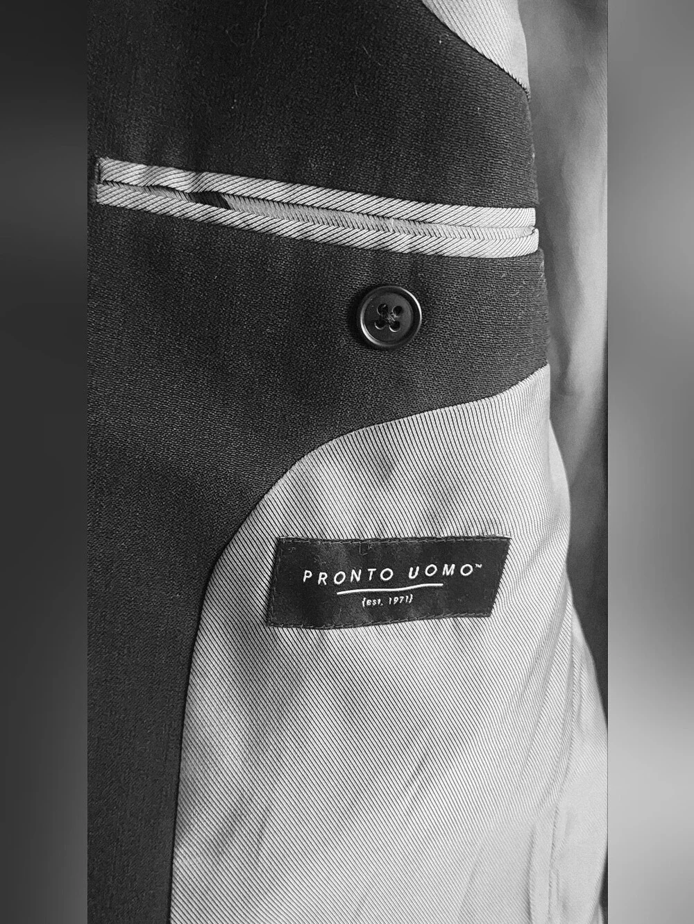 Pronto Uomo Men's Black Sport Jacket Pockets Wool Blend Button Close Sz 43R